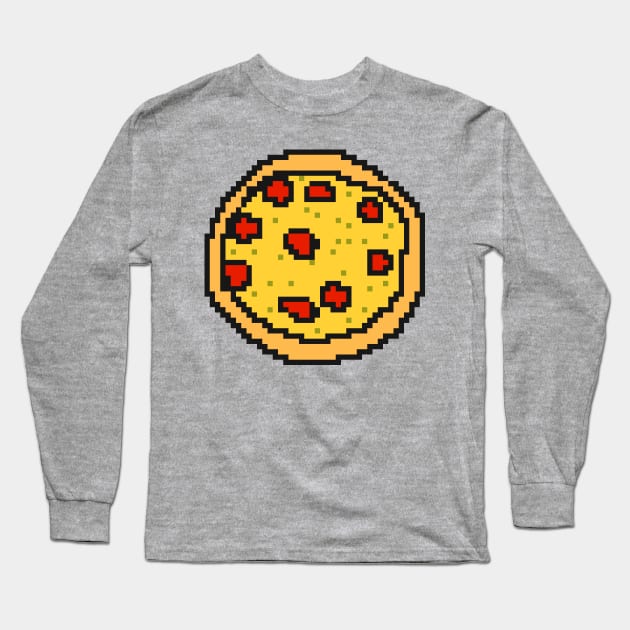 Eating 8bit Pixelart Pizza Food Long Sleeve T-Shirt by ellenhenryart